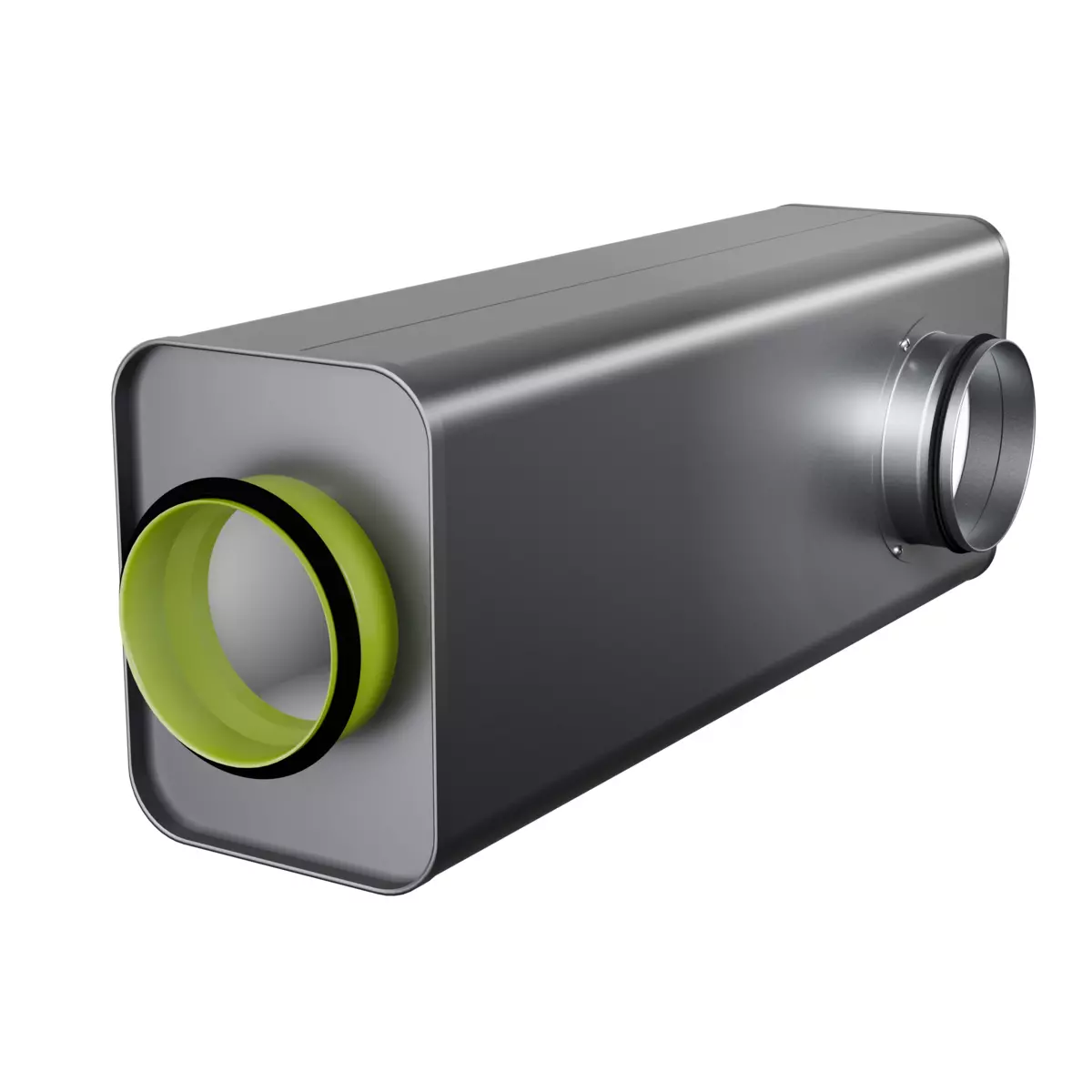 Angle sound attenuator for circular ducts